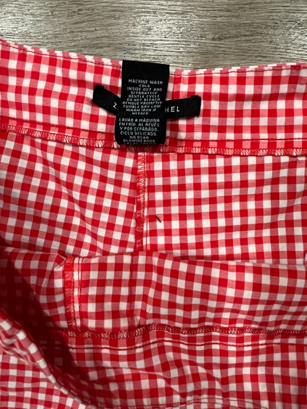 Zac & Rachel Red Gingham Scallop-Hem High Waist Shorts - Picture 5 of 6